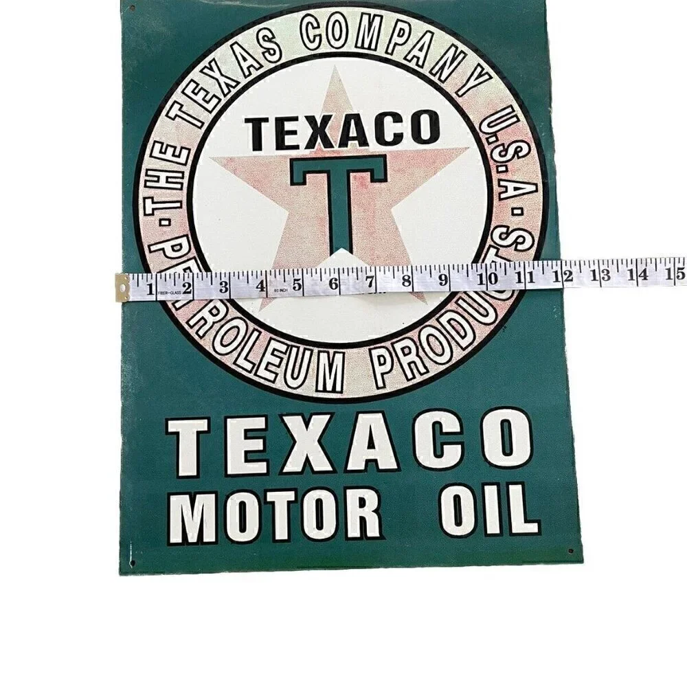 Vintage Texaco Motor Oil Sign Texas Gasoline Petroleum LARGE Gas Sign 12x16 USA